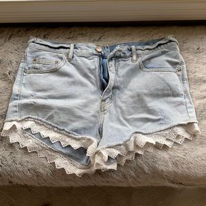 Free People Jean shorts with lace